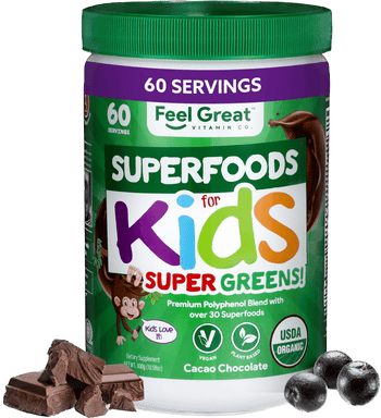 USDA Organic Kids Superfood Chocolate Greens Superfoods feelgreat365 