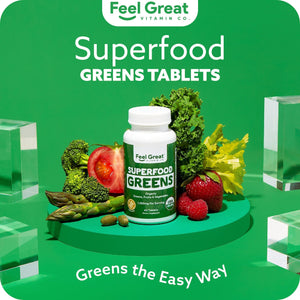 USDA Organic Super Greens Fruit & Vegetable Multivitamin Tablets feelgreat365 